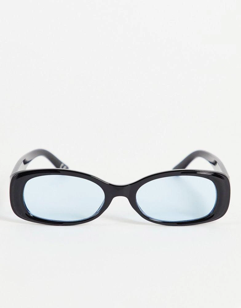 商品ASOS|ASOS DESIGN oval sunglasses in black with blue lens,价格¥37,第4张图片详细描述