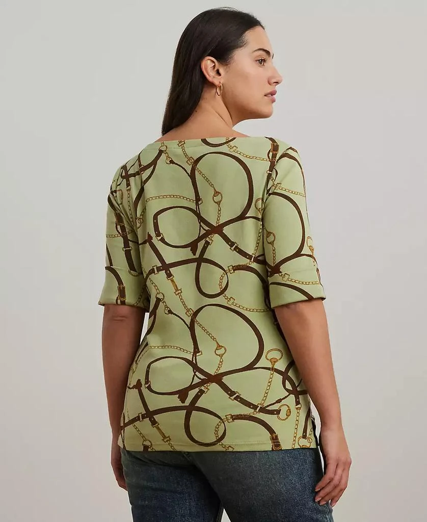 商品Ralph Lauren|Plus Size Belting-Print Cotton-Blend Boatneck Tee,价格¥311,第2张图片详细描述