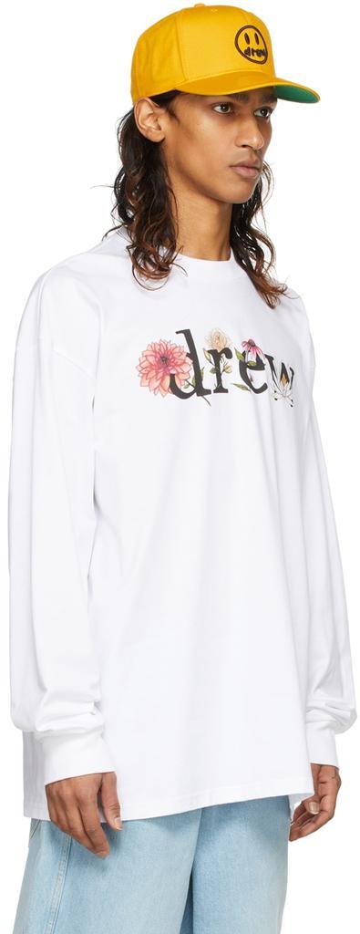 商品Drew House|SSENSE Exclusive White Floral Drew Long Sleeve T-Shirt,价格¥745,第4张图片详细描述