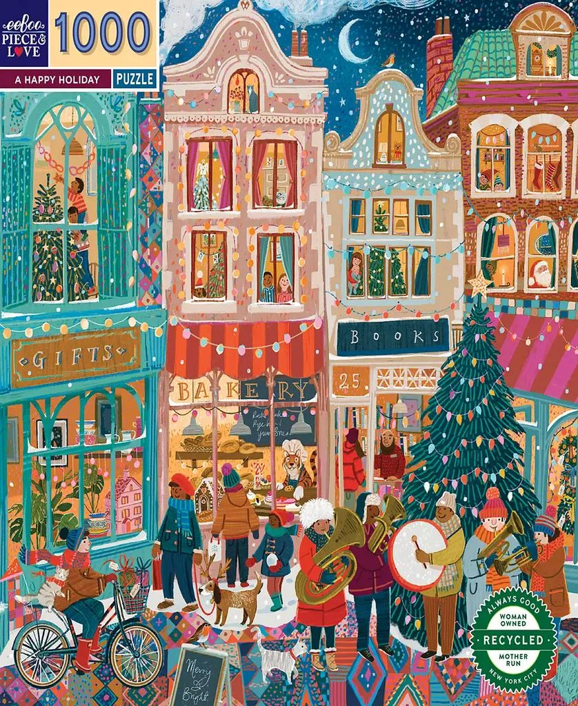 商品Eeboo|Piece And Love a Happy Holiday 1000 Piece Square Adult Jigsaw Puzzle Set, Ages 14 and up,价格¥148,第4张图片详细描述