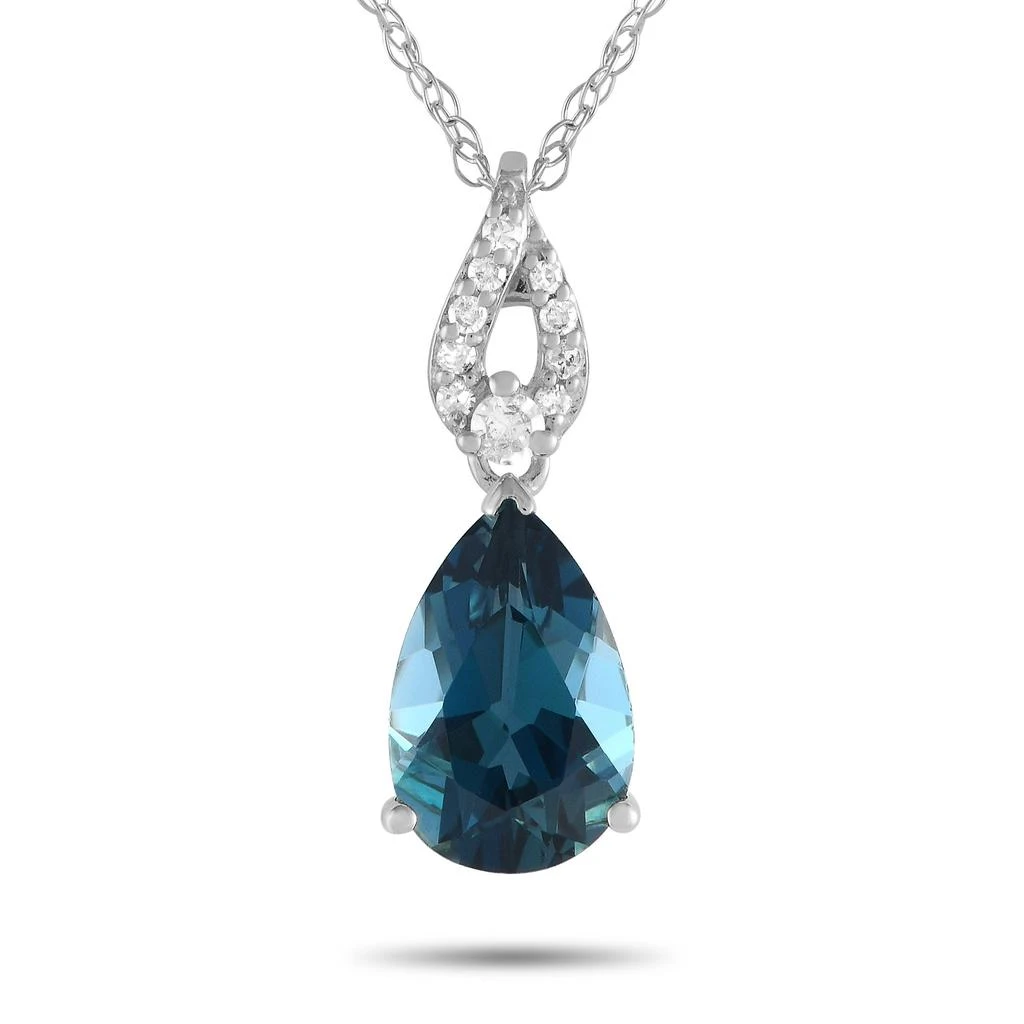 商品LB Exclusive|14K White Gold 0.06ct Diamond and Pear-Cut Blue Topaz Necklace PD4-16184WBT,价格¥1721,第1张图片