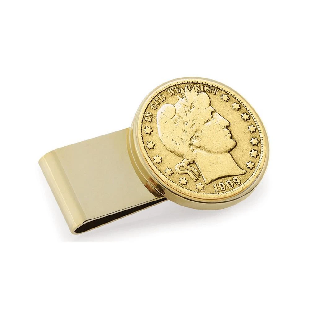 商品American Coin Treasures|Men's Gold-Layered Silver Barber Half Dollar Stainless Steel Coin Money Clip,价格¥658,第1张图片