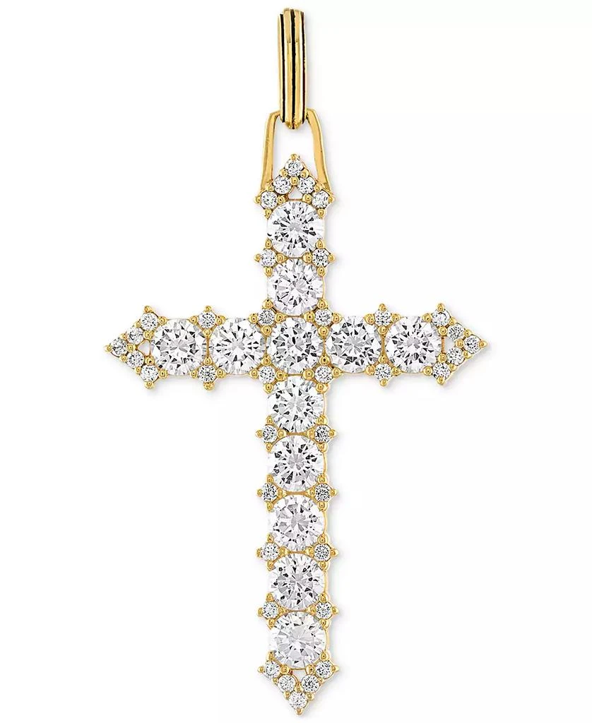 商品Esquire Men's Jewelry|Cubic Zirconia Cross Pendant in 14k Gold-Plated Sterling Silver, Created for Macy's,价格¥1076,第1张图片