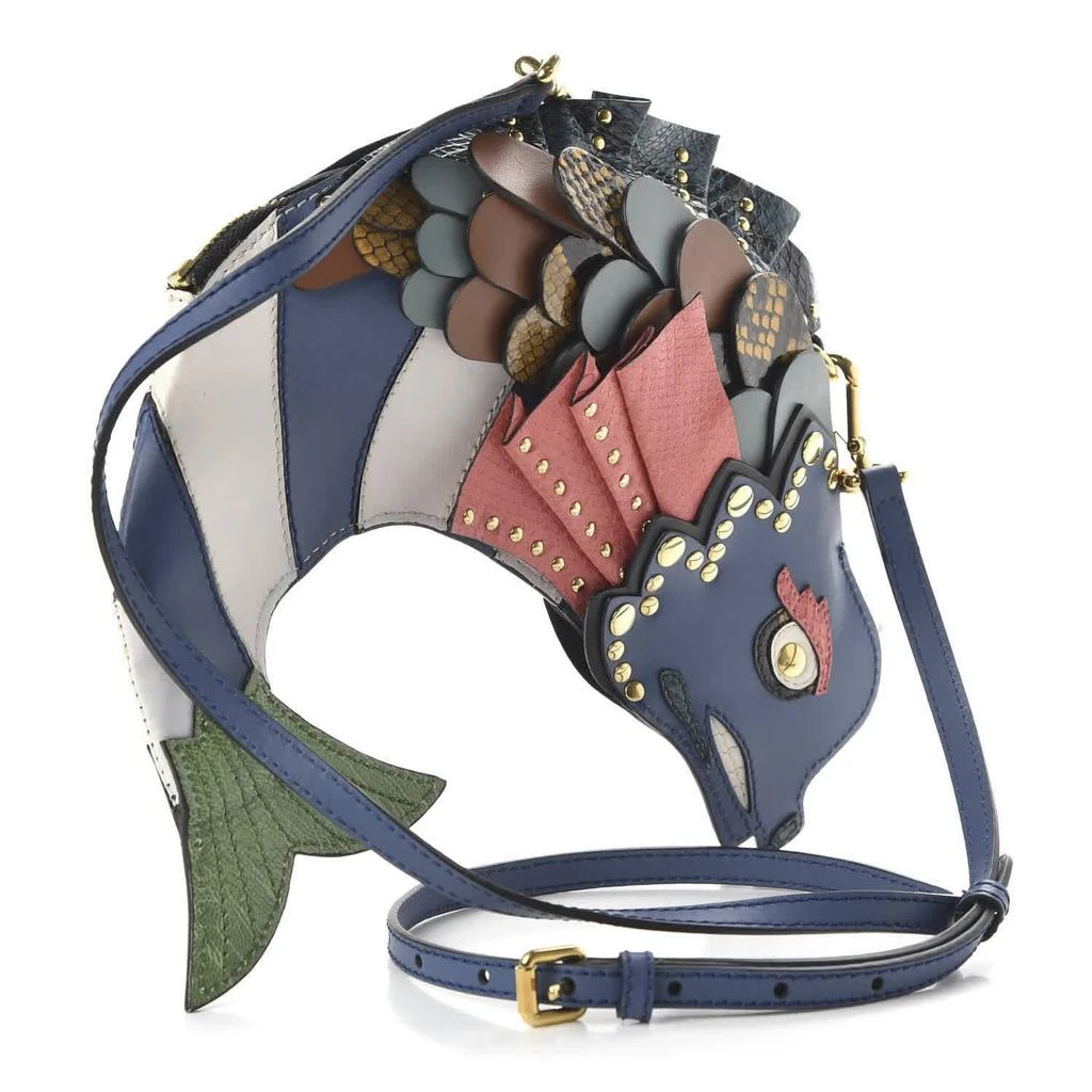 商品Burberry|Leather And Snakeskin Fish Shaped Crossbody Bag- Dark Cobalt,价格¥5625,第2张图片详细描述