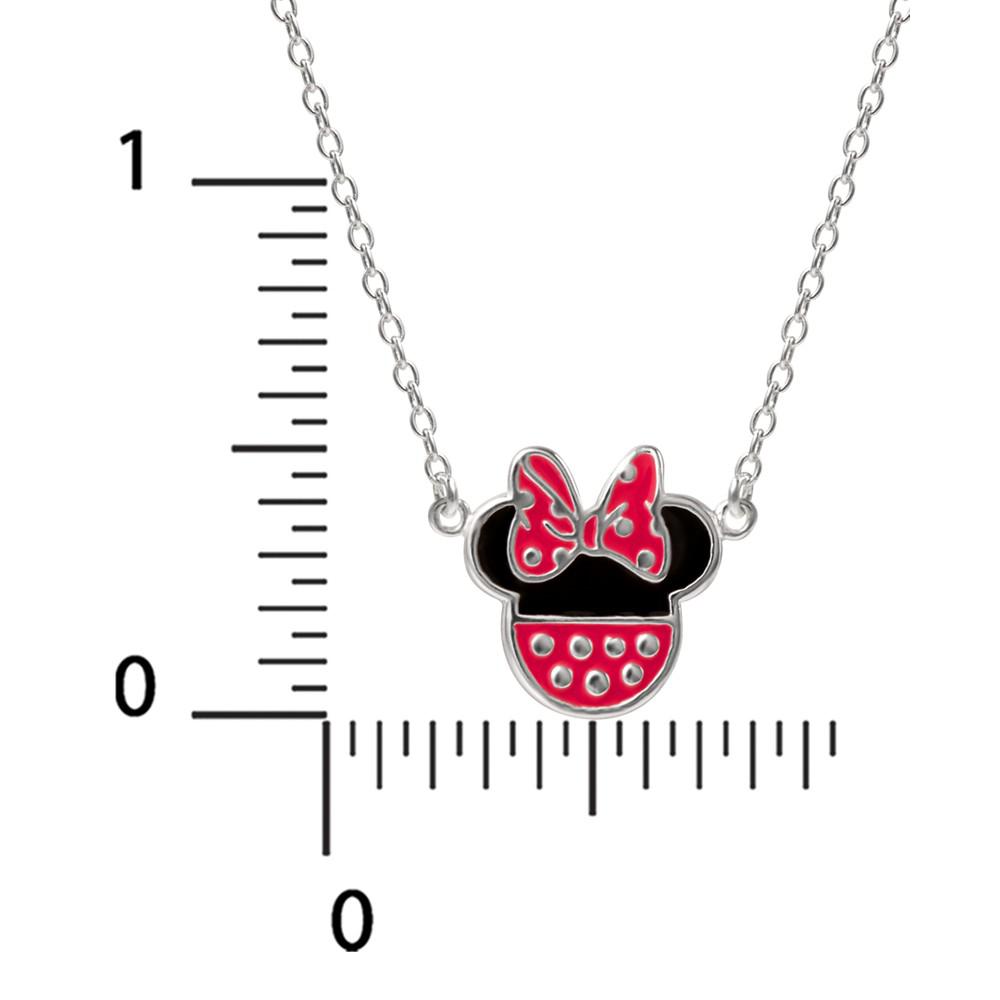 Minnie Mouse Enamel Pendant Necklace in Sterling Silver, 16" + 2" extender商品第5张图片规格展示