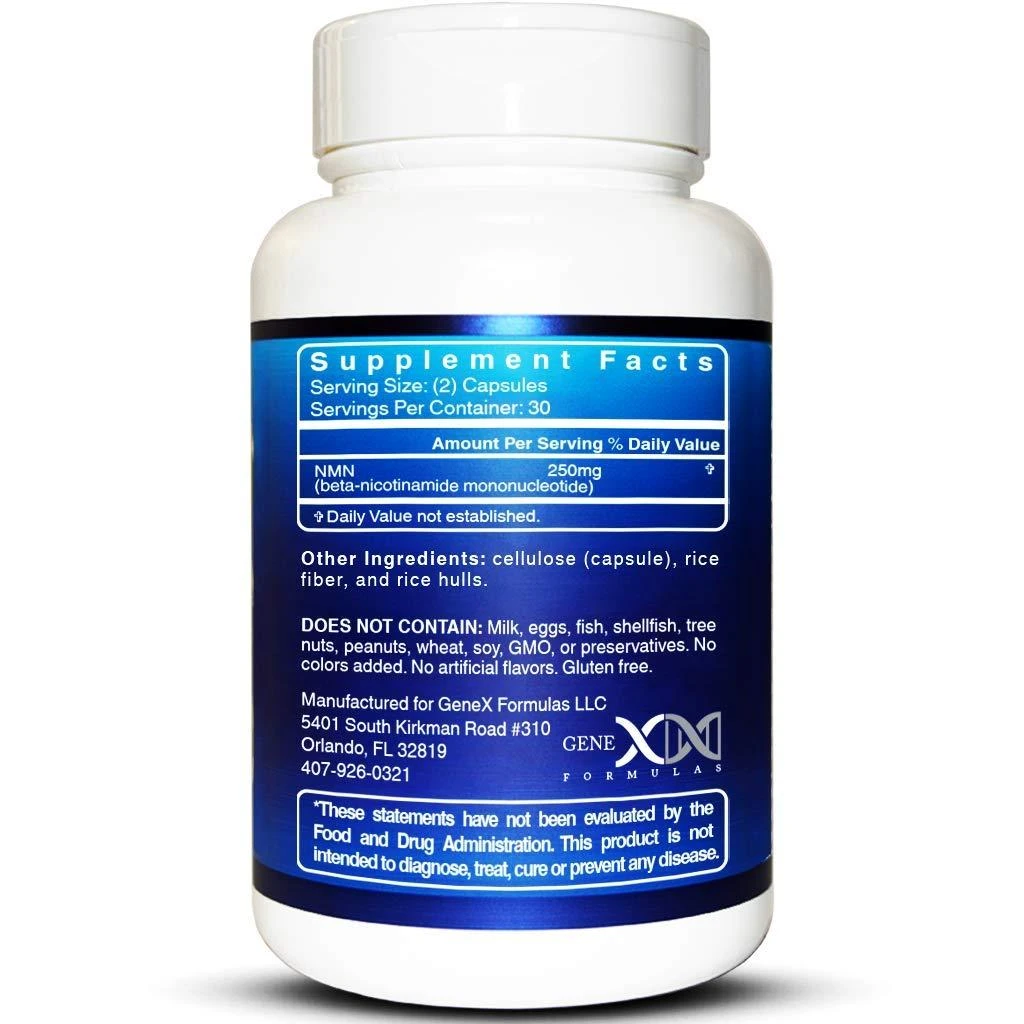 商品Genex Formulas|NMN Nicotinamide Mononucleotide Supplements 250mg - Stabilized Form (60 Capsules), 99% Pure NMN Supplement Capsules for Increased NAD Levels, DNA Repair, & Healthy Aging, GMP Certified, Genex Formulas,价格¥351,第2张图片详细描述