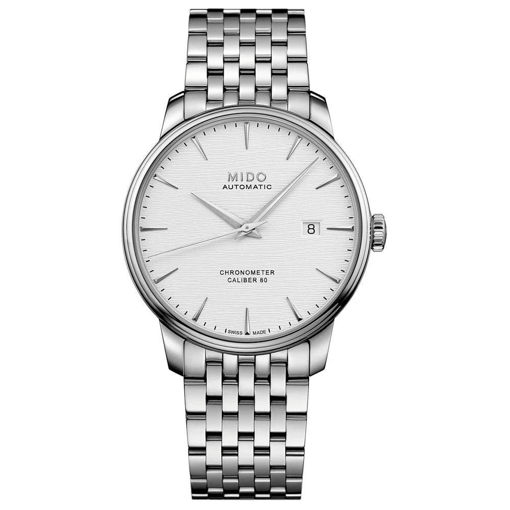 商品MIDO|Men's Swiss Automatic Baroncelli Stainless Steel Bracelet Watch 40mm,价格¥9364,第1张图片