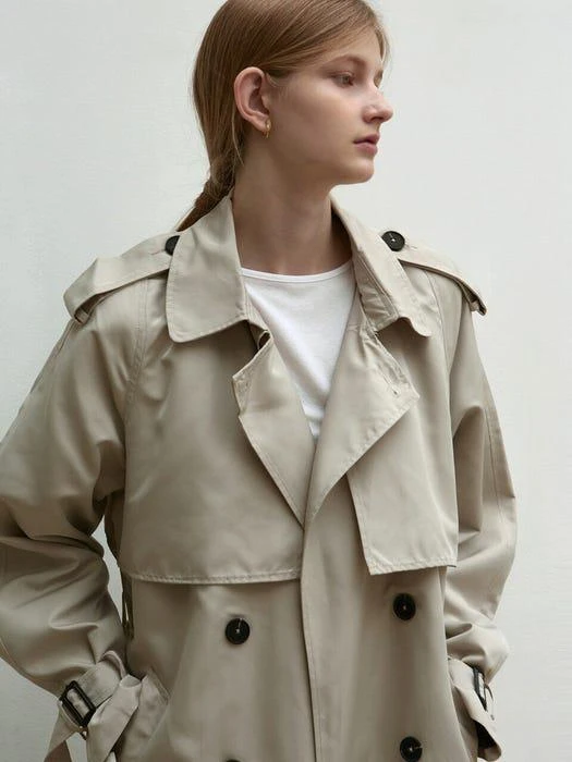 商品NICK&NICOLE|Oversized Double Trench Coat (Light Beige),价格¥774,第4张图片详细描述