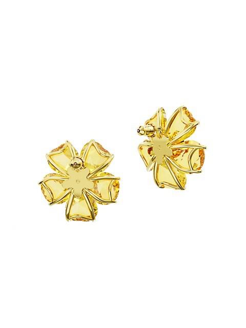 Florere Goldtone & Crystal Flower Stud Earrings商品第5张图片规格展示