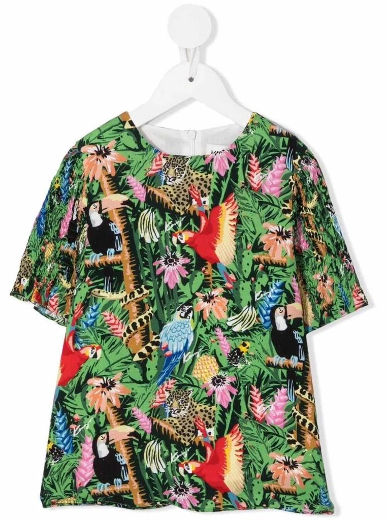 商品Kenzo|T-shirt In Viscosa Stampa Jungle Kenzo Kids Bambina,价格¥840,第1张图片