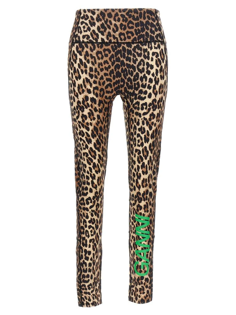 商品Ganni|GANNI Leopard print logo leggings,价格¥1132,第1张图片