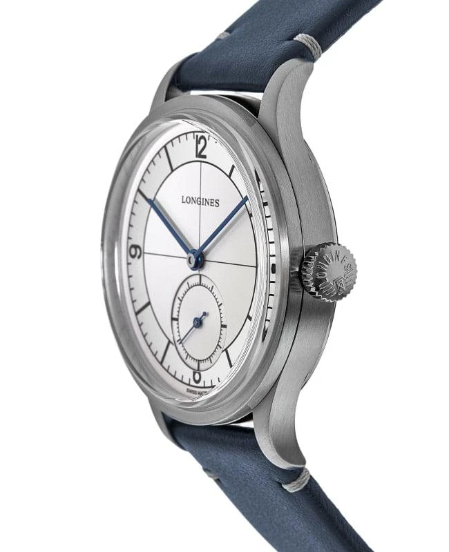 商品Longines|Longines Heritage Classic Silver Dial Blue Leather Strap Men's Watch L2.828.4.73.2,价格¥15536,第3张图片详细描述