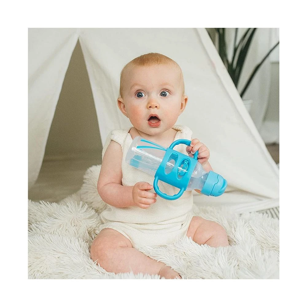 商品Dr. Browns|Narrow Sippy Straw Bottle with 100% Silicone Handles, 8oz, Blue,价格¥121,第3张图片详细描述