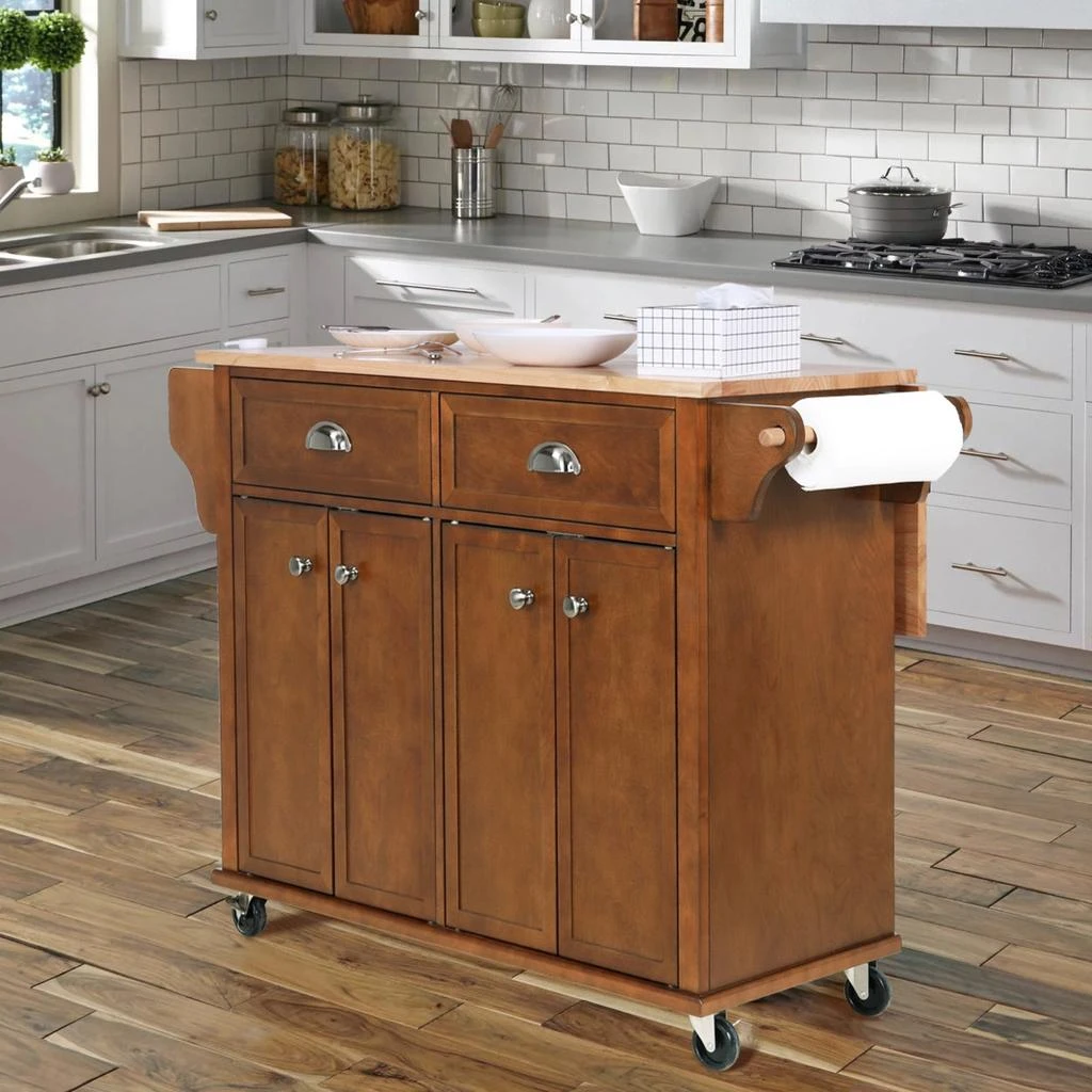 商品Simplie Fun|Cambridge Natural Wood Top Kitchen Island,价格¥3967,第1张图片