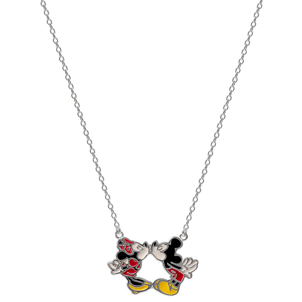Kissing Minnie & Mickey Mouse 18" Pendant Necklace in Sterling Silver商品第4张图片规格展示