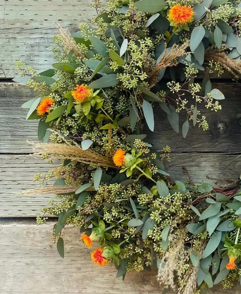 商品GreenishBlu|Fresh Real Seeded, Safflower and Pampas Wreath,价格¥688,第3张图片详细描述