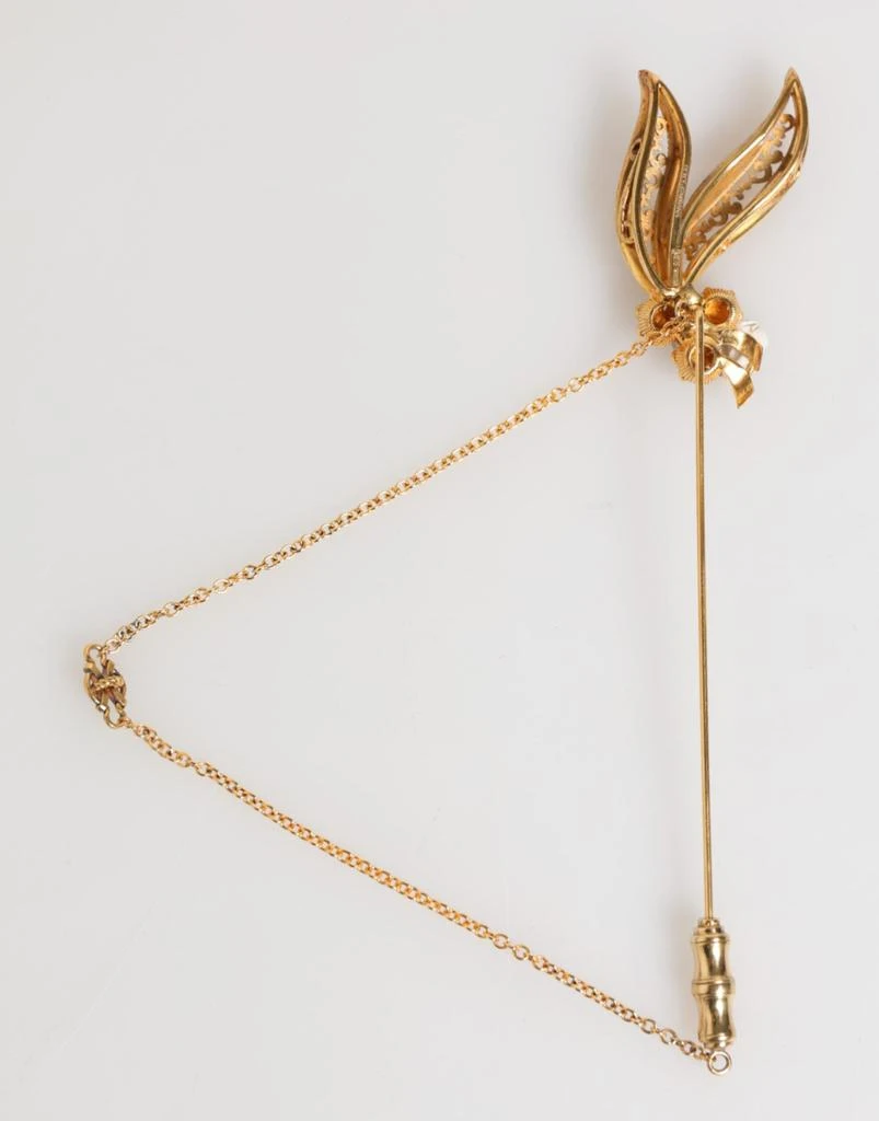 商品Dolce & Gabbana|Dolce & Gabbana Gold Tone 925 Sterling Silver Crystal Chain Pin Brooch,价格¥2748,第3张图片详细描述