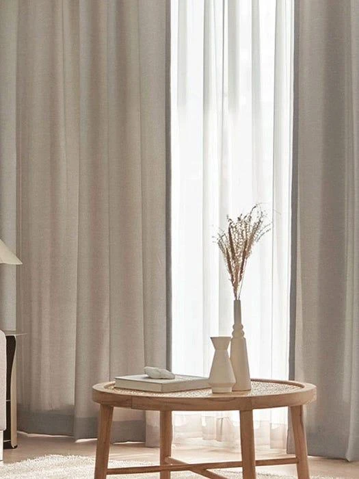 Midnight Linen Style Blackout Curtain (Set of 2)_Deep Beige 商品