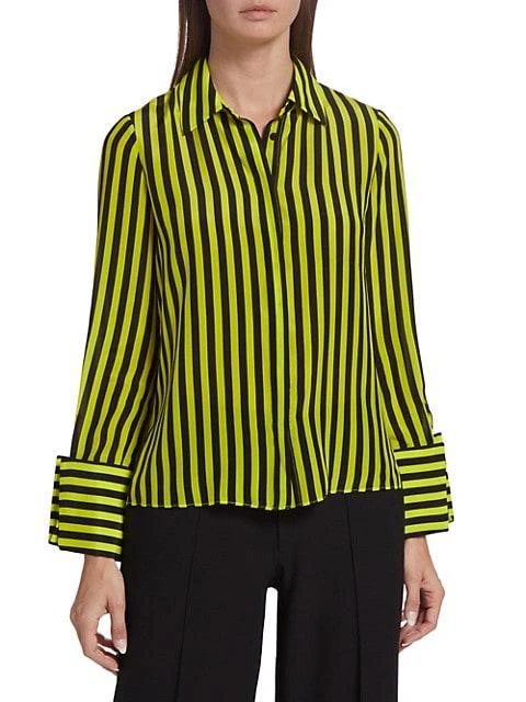 商品Alice + Olivia|Willa Striped Silk Blouse,价格¥1135,第3张图片详细描述