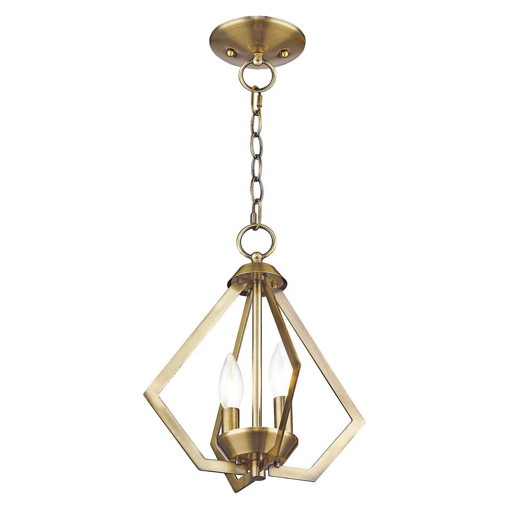 商品Livex Lighting|Two Light Antique Brass Convertible Mini Chandelier/Ceiling Mount,价格¥1133,第3张图片详细描述