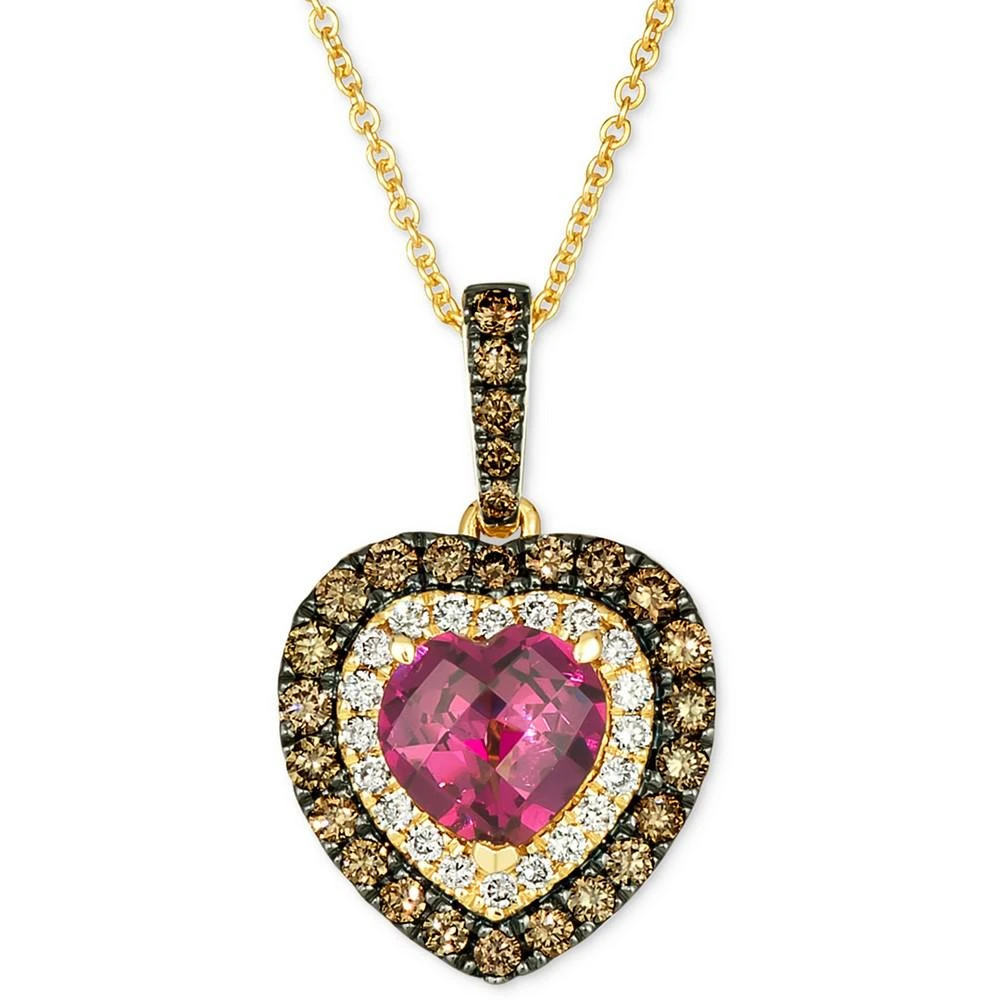 商品Le Vian|Raspberry Rhodolite (1-1/3 ct. t.w.) & Diamond (5/8 ct. t.w.) Heart Pendant Necklace in 14k Gold, 18" + 2" extender,价格¥7342,第1张图片