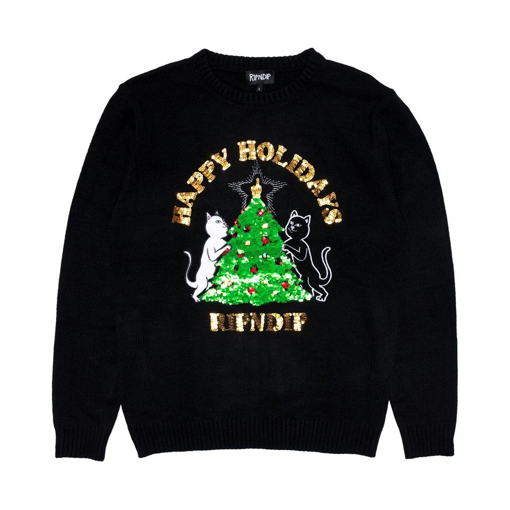 商品RIPNDIP|Litmas Tree Knitted Sweater (Black),价格¥227,第1张图片