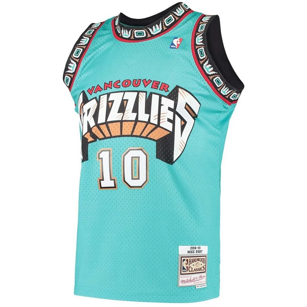 商品Mitchell and Ness|Men's Mike Bibby Turquoise Vancouver Grizzlies Hardwood Classics 1998-99 Swingman Jersey,价格¥1014,第2张图片详细描述