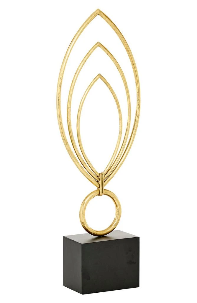 Goldtone Metal Abstract Sculpture with Black Base 商品