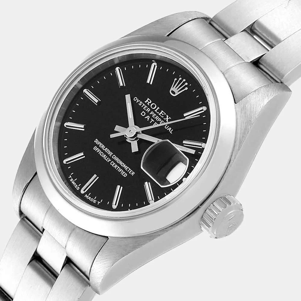 商品[二手商品] Rolex|Rolex Black Stainless Steel Oyster Perpetual Date 69160 Women's Wristwatch 26 mm,价格¥30995,第2张图片详细描述