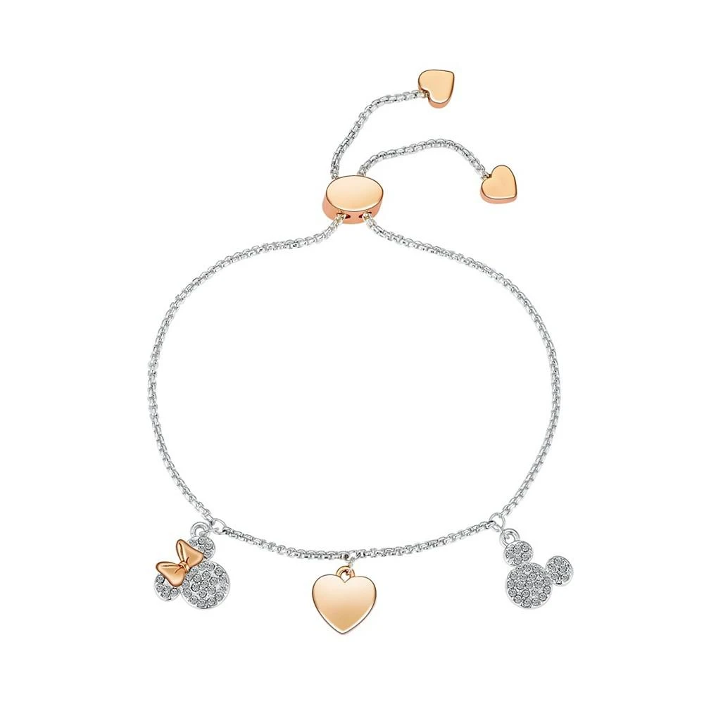 商品Disney|Unwritten Crystal Mickey and Minnie Mouse Rose Gold-Plated Hearts Charm Bracelet,价格¥206,第1张图片