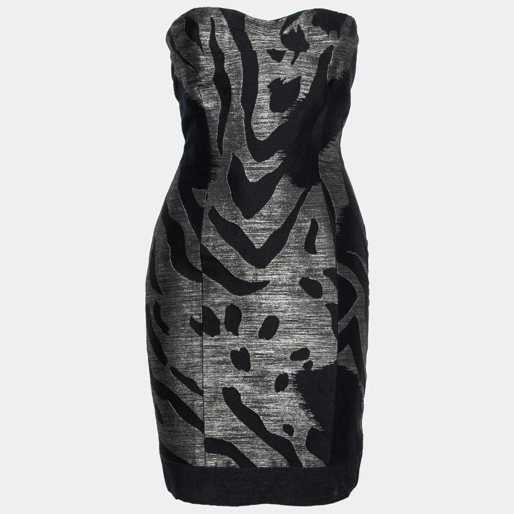 商品[二手商品] Yigal Azrouël|Yigal Azrouel Black and Bronze Wool Jacquard Strapless Dress S,价格¥2103,第1张图片