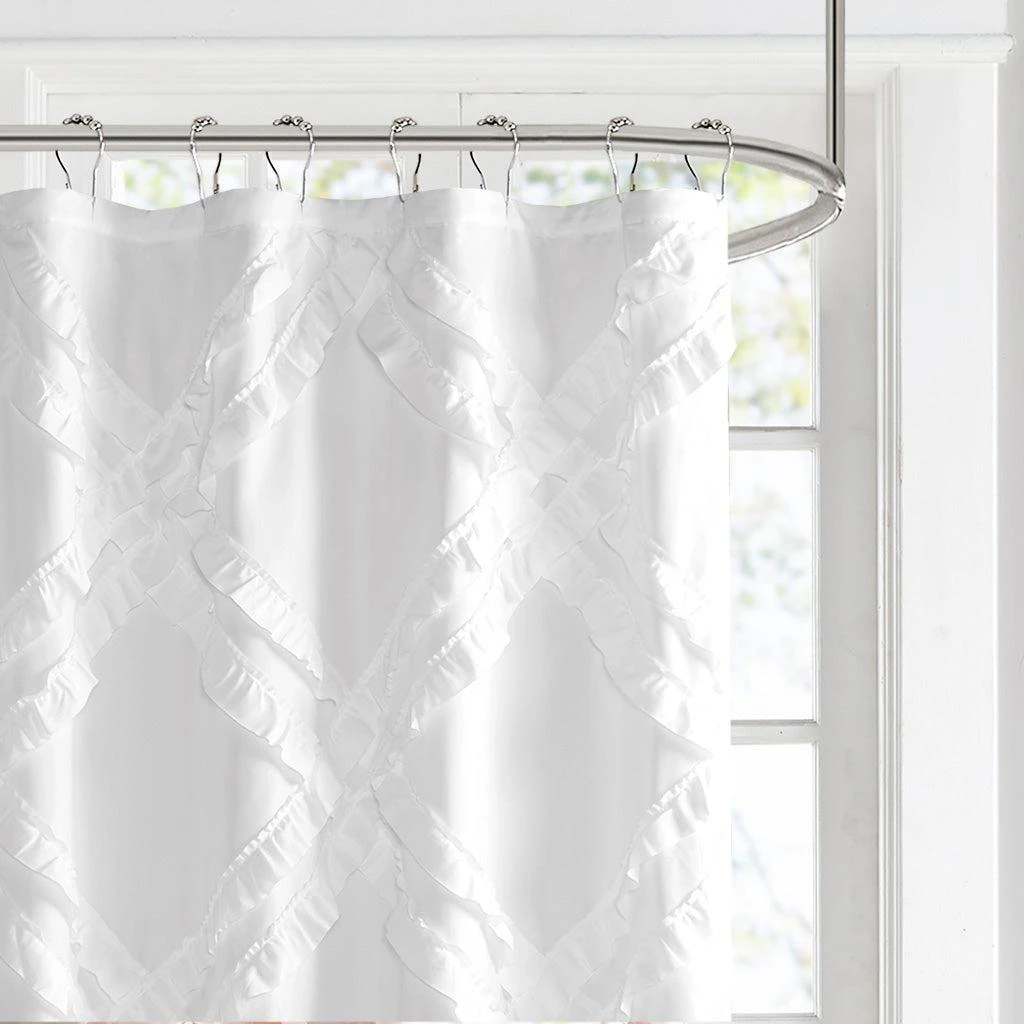 商品Intelligent Design|Kacie Diamond Ruffles Shower Curtain,价格¥265,第4张图片详细描述