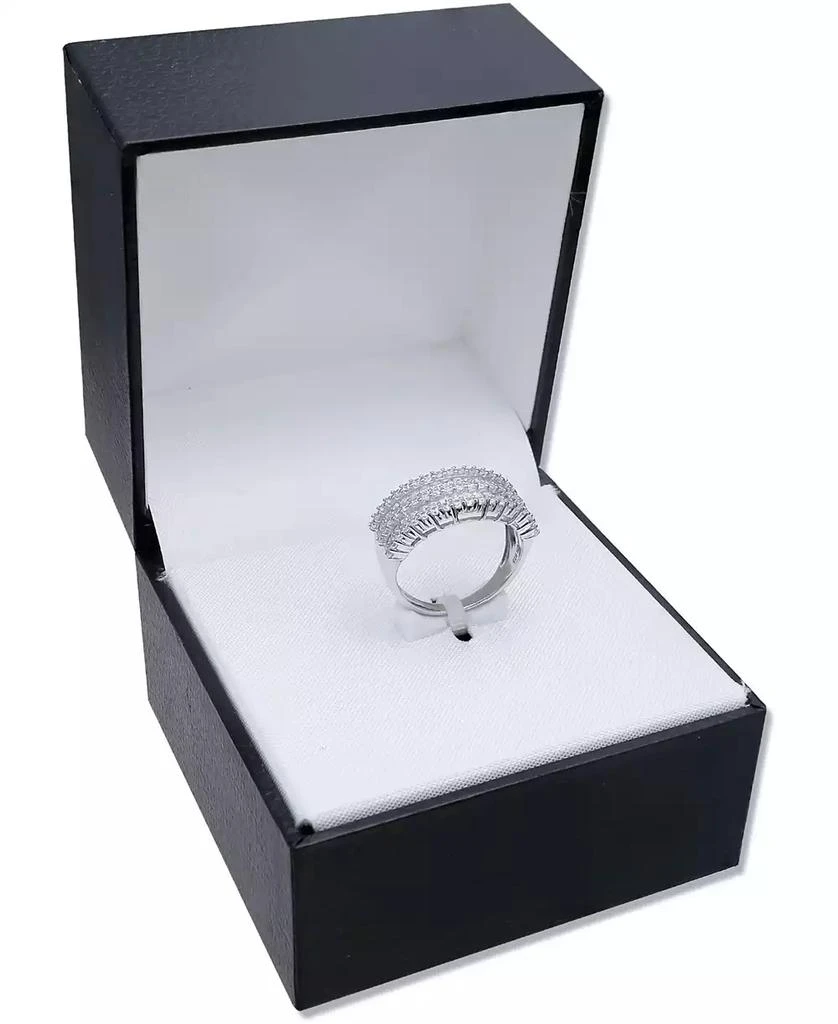商品Macy's|Cubic Zirconia Baguette Two Row Wavy Statement Ring in Sterling Silver (Also Available in Blue and Multi),价格¥1006,第5张图片详细描述
