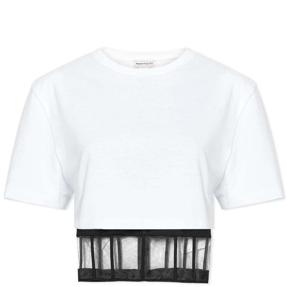 商品Alexander McQueen|Alexander McQueen Cropped Corset T-Shirt,价格¥3462,第1张图片