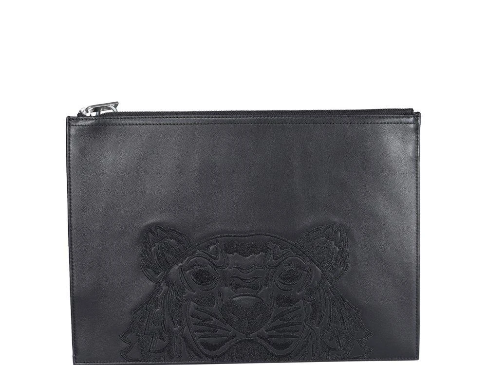 商品Kenzo|Kenzo Tiger Logo Embroidered Zipped Clutch Bag,价格¥1543,第1张图片