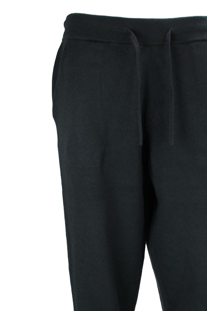 Navy blue virgin wool-cotton blend drawstring-waist tapered joggers商品第2张图片规格展示