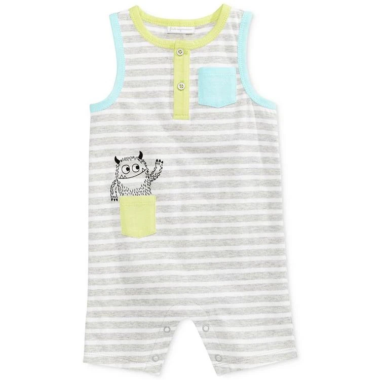 商品First Impressions|Striped Monster Cotton Romper, Baby Boys (0-24 months), Created for Macy's,价格¥43,第1张图片