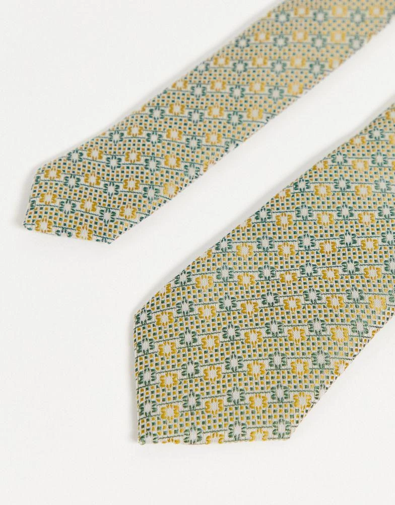 商品ASOS|ASOS DESIGN slim tie in retro green geo patern,价格¥81,第1张图片