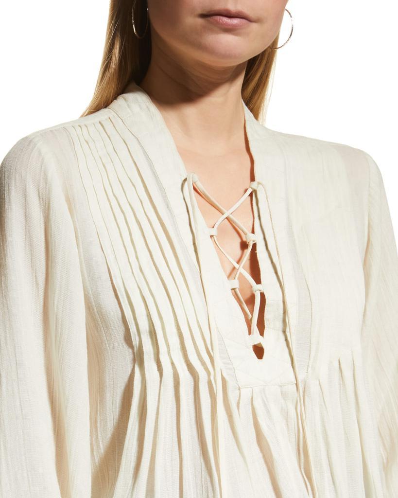 商品Rag & Bone|Sachi Metallic Lace-Up Pleated Top,价格¥531,第7张图片详细描述