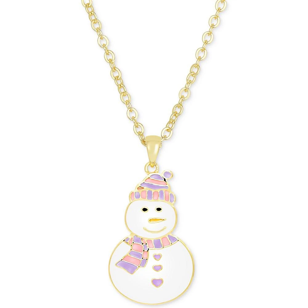 商品Macy's|Children's Enamel Snowman Pendant Necklace in 18k Gold over Sterling Silver,价格¥487,第1张图片