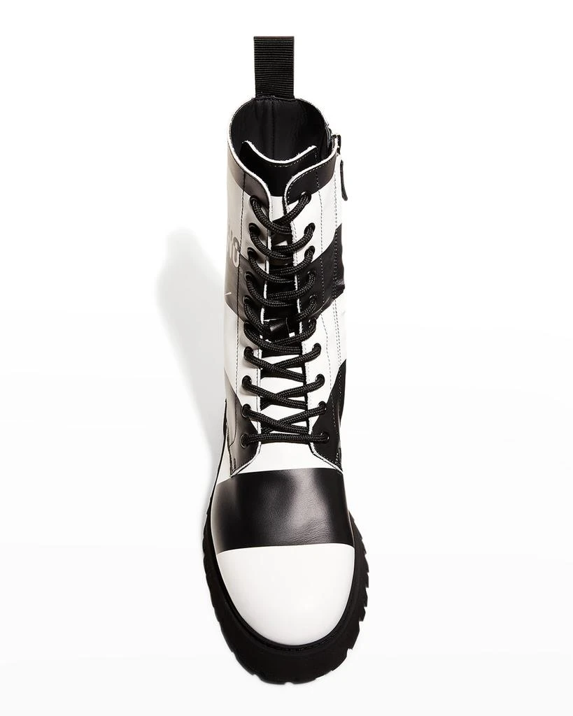 商品Moschino|Men's Bicolor Stripe Logo Combat Boots,价格¥6464,第5张图片详细描述