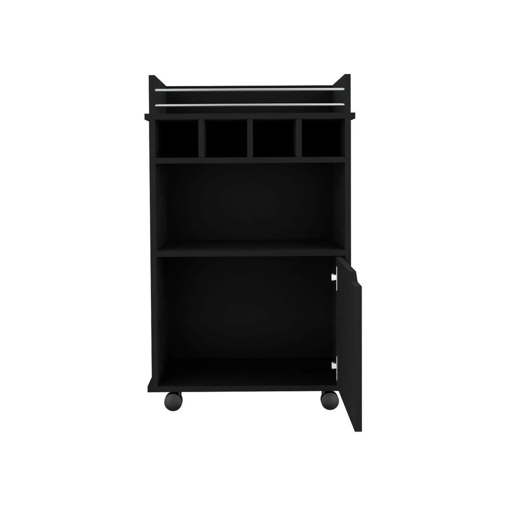 商品Depot E-Shop|Sims 35" H Bar Cart with Two Shelves four Wine Cubbies and One Cabinet,Black,价格¥1742,第2张图片详细描述