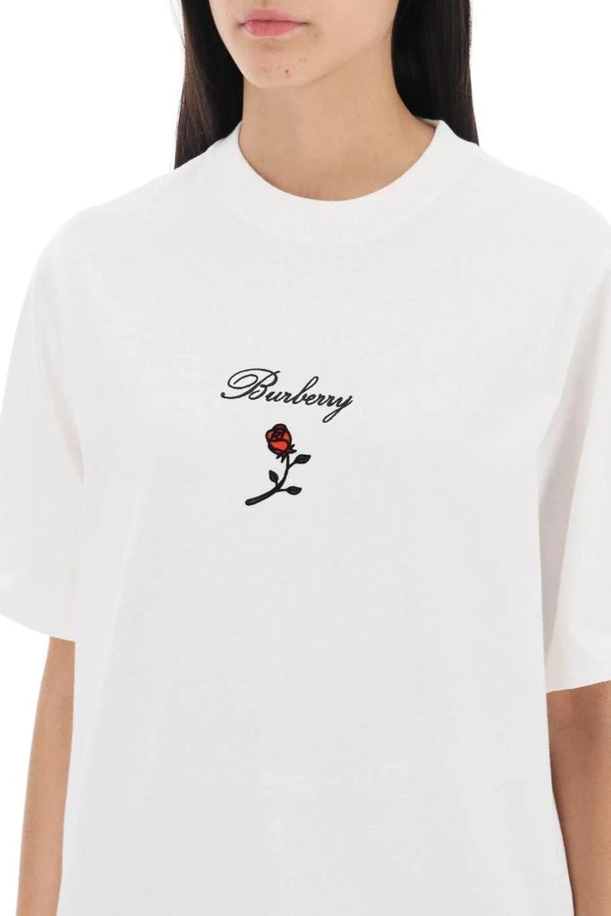 商品Burberry|T-shirt with embroidery and flocked rose,价格¥3115,第5张图片详细描述
