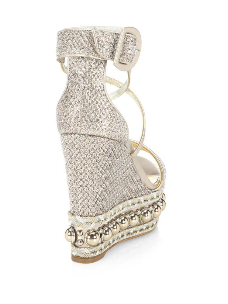 商品Christian Louboutin|Christian Louboutin - Chocazeppa Embellished Metallic Wedge Sandals,价格¥5609,第2张图片详细描述