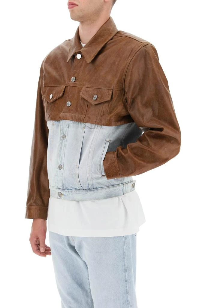 商品VTMNTS|Convertible Leather And Denim Jacket,价格¥13106,第4张图片详细描述