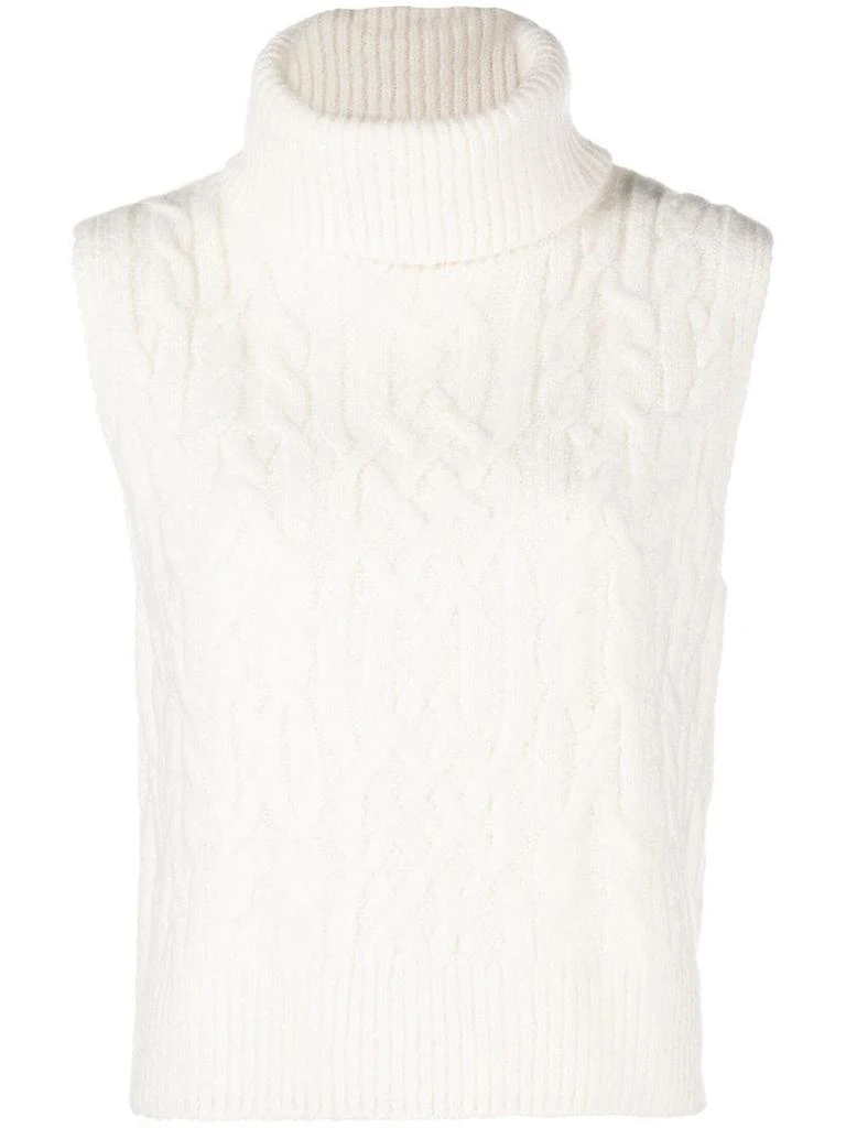 商品Vince|Off White Cable Knit Roll Neck Vest,价格¥3158,第1张图片