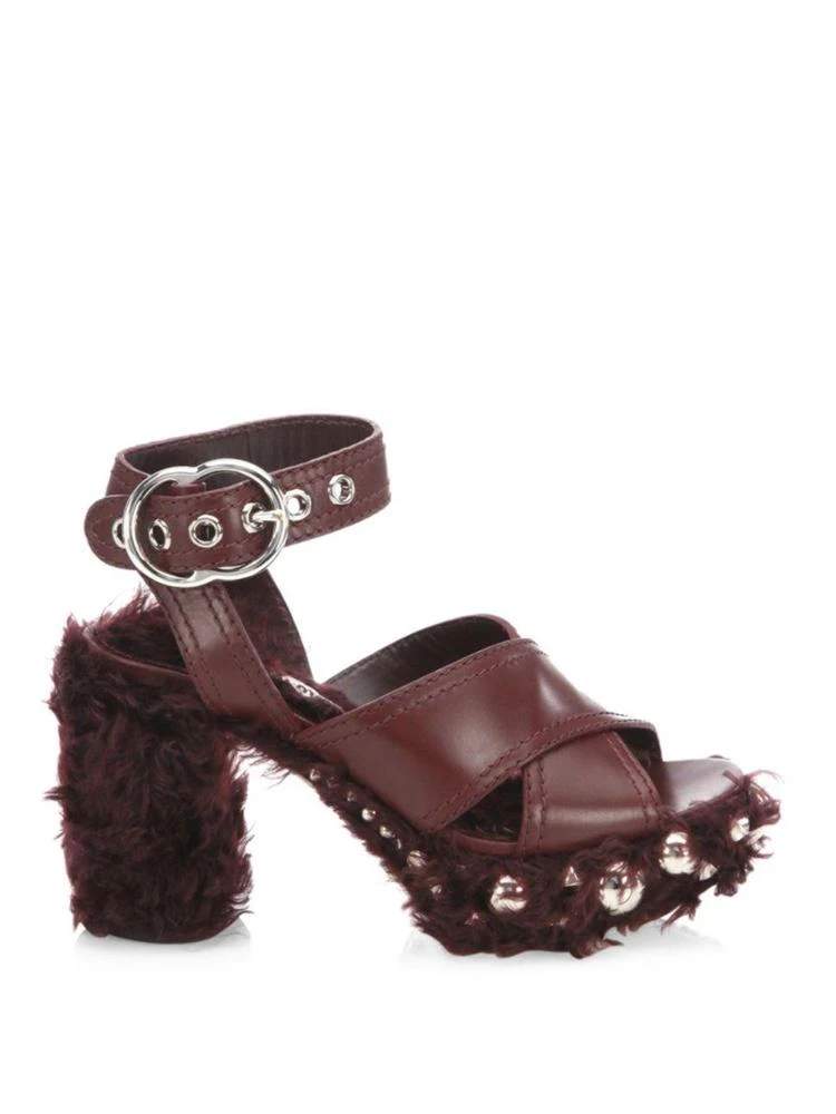 商品Miu Miu|Studded Shearling & Leather Sandals,价格¥2848,第5张图片详细描述