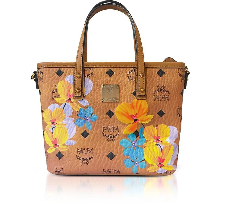 商品MCM|MCM Essential Visetos 花卉印花干邑色顶拉链迷你手提包,价格¥4983,第1张图片