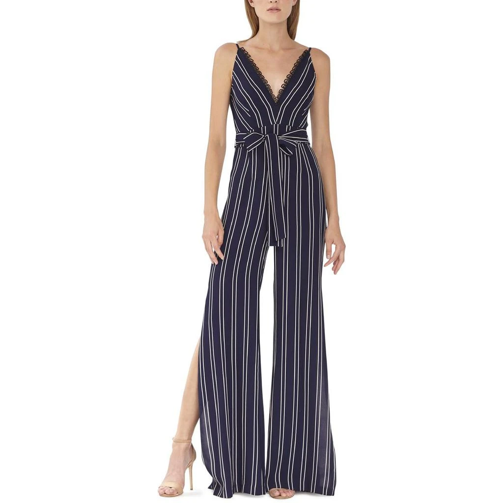 商品Monique Lhuillier|ML Monique Lhuillier Womens Striped Double V Jumpsuit,价格¥965,第1张图片