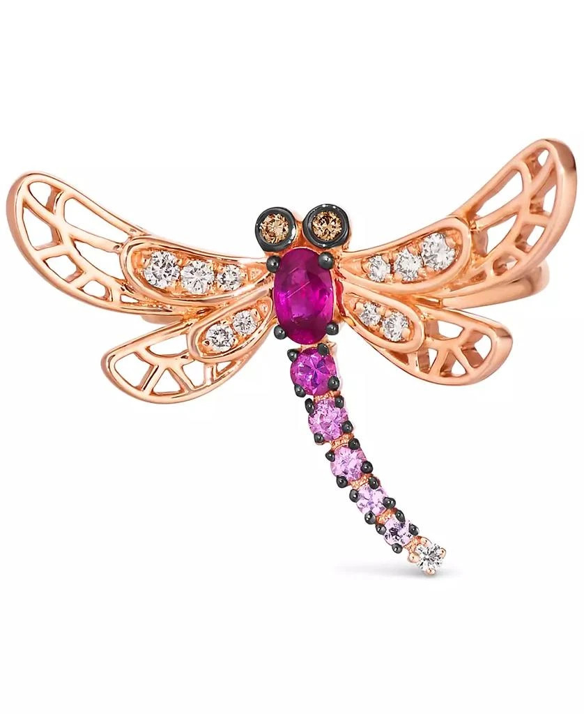 商品Le Vian|Multi-Gemstone (3/8 ct. t.w.) & Diamond (1/6 ct. t.w.) Dragonfly Ring in 14k Rose Gold,价格¥7329,第2张图片详细描述